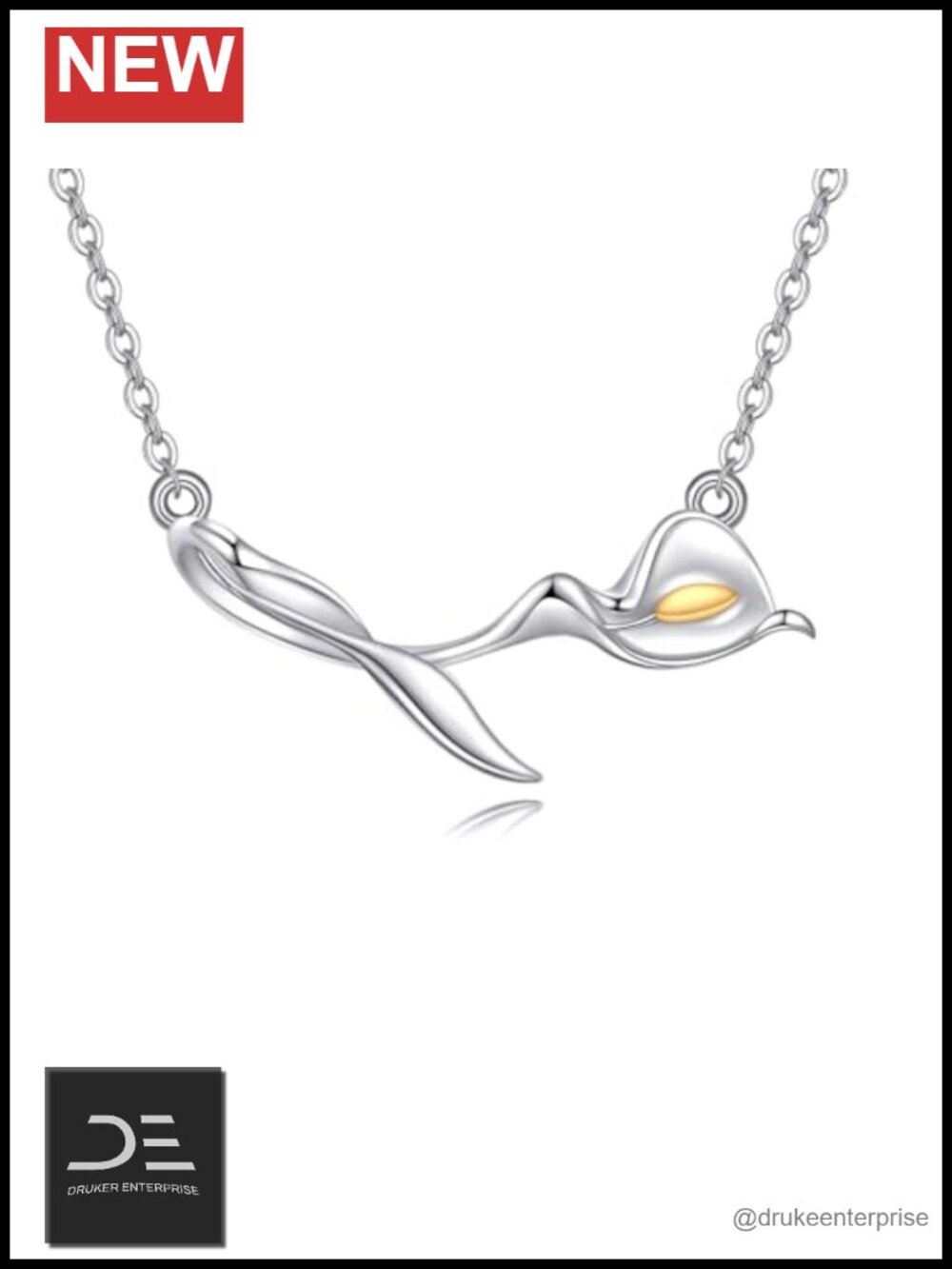 925 Sterling Silver Calla Lily Pendant Necklace for Women - Hypoallergenic Fine